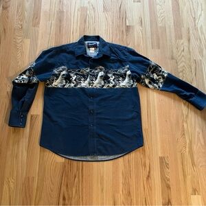 Vintage Wrangler bald eagle print pearl snap shirt